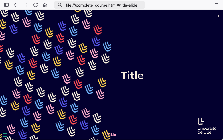 A custom first slide with lille university theme